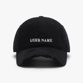 Distressed black cotton baseball cap with white USER NAME embroidery and street style - Adjustable / Black