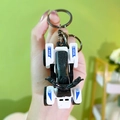 Miniature white pull-back racing ATV motorcycle keychain toy featuring WILD graphics - Beach Motorbike Keychain - White