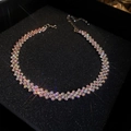 Sparkling multi-row rhinestone choker necklace in a luxury black gift box with extension chain - 20# Necklace - Eco-friendly - Ab Color (silver)
