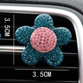 Sparkling blue and pink floral rhinestone car vent clip air freshener 3.5cm diameter - Lake Blue Flower