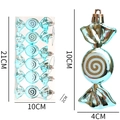 6-pack of blue electroplated candy-shaped Christmas tree ornaments with white spirals - Set of 6 / Ice Blue