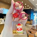 Creative Christmas themed liquid quicksand keychain in vibrant red with gold sequins - God of Wealth - Congratulations / Individual Packaging