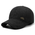 Berretto da baseball invernale da uomo in pile grigio scuro con stemma in metallo vintage - Regolabile / Grigio