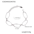 Minimalistische zilveren titanium stalen armband met ovale schakels en 15+5cm verlenging - Zilver