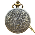 Vintage bronze pocket watch featuring a classic floral embossed design and link chain - Bronze - Mythical Figure Relief