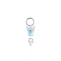 Macro shot of S925 silver charm with moonstone and cubic zirconia for earrings - Single Piece / Silver - Blue & White Round