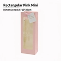 Pink rectangular window gift bag with pink ribbon handles and tag, size 8.5x13x36cm - Mini Window Bag Pink