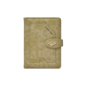 Olive green marble texture passport holder with golden leaf clasp and card slots - Green