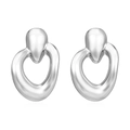 Polished silver irregular geometric drop earrings with minimalist hollow round design - Irregular Geometric Earrings Steel (MS-468)