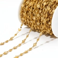 18k gold plated stainless steel bead chain with cream heart charms for DIY jewelry making - Light Yellow