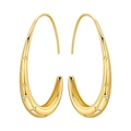 Boucles d'oreilles créoles dorées en U avec motifs d'étoiles gravés et zircons brillants - Créole Ovale Simple 4386-40