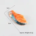 Realistic salmon slice toy pendant in orange with size markings of 8cm by 4cm - Long Fish Block (Model Only)