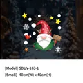 Christmas gnome window decal with Merry Christmas sign, red snowflake hat, 40cm x 40cm size - Red Snowcap Gnome(SDUV163-1)