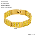 Men's double-layer 18K gold-plated stainless steel bracelet with natural stones - Gold-Transparent Yellow Mixed Beads