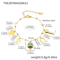 Detailed size specifications for gold stainless steel charm bracelet with zircon charms - Gold Light Green Bell Bracelet (TXE287)
