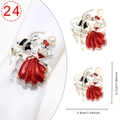 Silver napkin ring with dancing couple and red enamel dress pearl detail 24 pieces - Dancing Couple Red Skirt