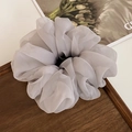 Elegant large grey chiffon organza hair scrunchie for women ponytail hairstyles - 15CM / Gray