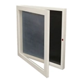 White magnetic frame showing side view depth and open door for jersey display - White