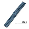 Cinturino per orologio a tre maglie in acciaio inossidabile blu opaco con fibbia - 20mm / Blu (Solido)