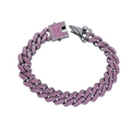 Hip-Hop-Stil Gunmetal Panzerarmband mit funkelnden rosa Strasssteinen für Damen - 8 Zoll Armband / Lila
