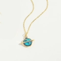 Planeet hanger ketting in blauw en goud met glinsterende details voor dames - Blauwe Planeet Hanger / Mercurius