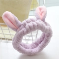 Elastic light purple cat ear headband made of soft coral fleece for face washing - Rabbit Ears Lavender