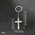 Gothic silver cross keychain with detailed dimensions 10.7cm length and 10g weight - Silver 010-8 (Lord's Prayer Engraved Cross)