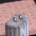 Orecchini punk vintage a stella in argento antico con pietre di zircone scintillanti - Zirconia Bianca