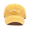 Classic mustard yellow baseball cap with bad hair day embroidery and soft washed cotton - Adjustable / Yellow
