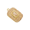 Lussuoso ciondolo rettangolare dorato con pavé di cristalli color champagne - Oro Pietra Champagne