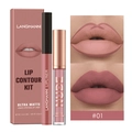 Matte nude liquid lipstick and lip liner kit set #01 for professional lip contouring - 01