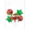 5-piece Christmas balloon set with Santa car, green stars and red merry balloons - Christmas Truck