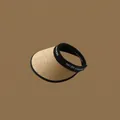 Handwoven natural raffia straw sun visor hat with black trim and brand logo details - Adjustable / Khaki-Empty Top HELBN KA