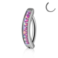 Curved stainless steel belly ring with gradient colorful opal stones and hinge design - Style 1-Opal OP38