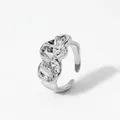 Minimalist silver open ring with unique irregular crushed metal texture and liquid style - Silver Style (B573)