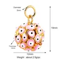 Rosa Evil Eye Anhänger mit Gold-Finish und 12 mm runder Kugelform für DIY-Schmuck - M93-Pink Böser Blick Ball / Rosa