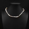 Elegant natural freshwater pearl necklace with 18k gold plated baroque organic accents - Irregular Stone Pearl Necklace (ALGN0276)