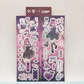 Detail view of Menhera anime stickers featuring gothic dark-cute pink hair girl characters - Assassin 1