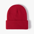 Bright red ribbed knit beanie hat for winter outdoor warmth in a classic minimalist style - Bright Red