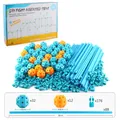 Kit costruzione tenda fai-da-te 132 pezzi con sfere di connessione e bastoncini blu - Blu Poligonale e Arancione Poligonale