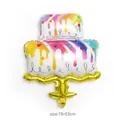 Rainbow two-tier cake foil balloon with gold base for birthday party decor, size 79x53cm - Large Drip Cake