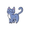 Süße blau-weiße Cartoon-Katze Emaille-Brosche Anstecknadel für Katzenliebhaber - Blaue gehende Katze (QHXZ405)