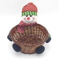 Handcrafted Christmas snowman storage basket with knitted hat for holiday candy storage - Snowman Basket