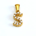 Golden titanium steel necklace featuring letter S pendant with white pearl inlay - Letter S