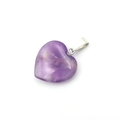 20mm natural purple amethyst heart pendant with silver metal bail on white background - Amethyst