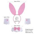 Pink and white 5-piece bunny costume set including rabbit ears headband with measurements - Plain 4-Piece Set / Pink