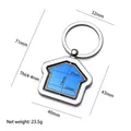 Portachiavi a forma di casa in metallo rotante con inserto blu e misure 71x40mm - Forma della Casa / Blu