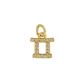 18k gold plated Gemini zodiac charm with micro-set white zircon stones - Gemini