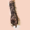 Guantes largos de rejilla negros con encaje floral y alta elasticidad para mujer - Mango Rosa Negro Degradado Rosa