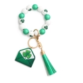 St. Patrick's Day wooden bead keychain with green Lucky charm and clover envelope - US 9